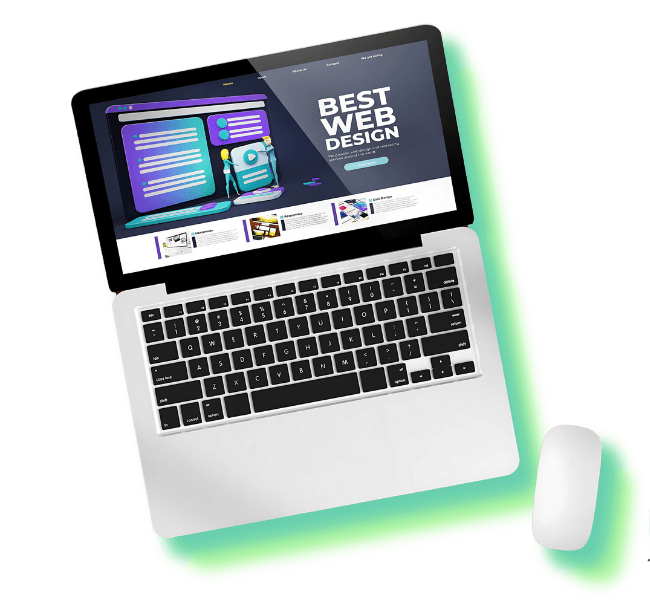 Professional web development illustration on laptop