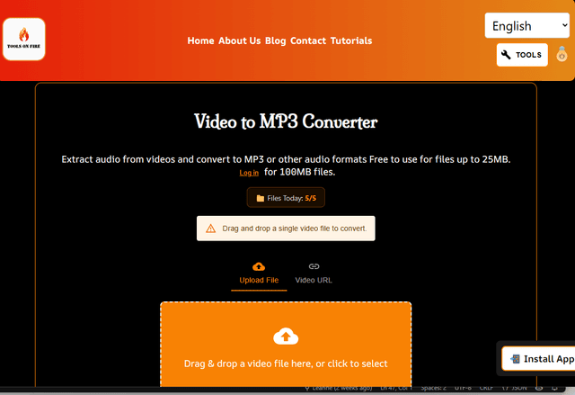 Video to MP3 Converter tool screenshot